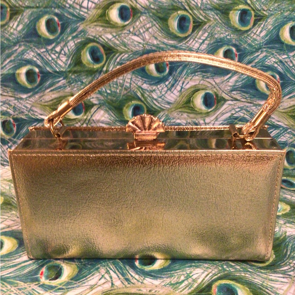 VINTAGE/ANTIQUE GOLD FRAME BOX CLUTCH/HANDBAG FRAME BOX ERA 1950’S.